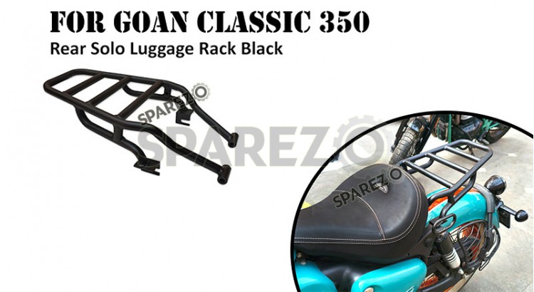 Fit For Royal Enfield Goan Classic 350 Rear Solo Luggage Rack Black - SPAREZO Fit For Royal Enfield Goan Classic 350 Rear Solo Luggage Rack Black - SPAREZO